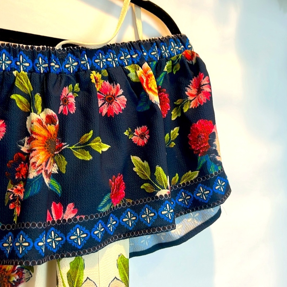 Blue Rain Floral Mini Off Shoulder Dress - Picture 6 of 6